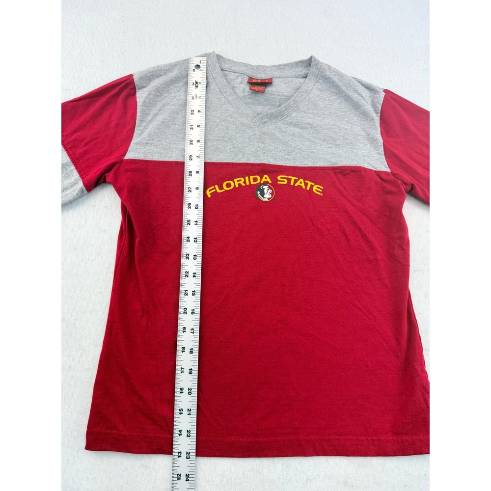 Red Oak Florida State Seminoles V-Neck Colorblock Long Sleeve Shirt Red Gray S - Picture 8 of 12